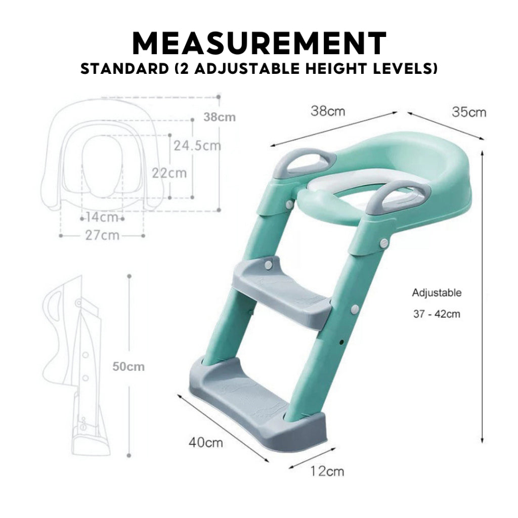 Baby Toddler Kids Boy Girl Standard Potty Training Seat with Ladder Toilet Seat with Step Stools Non-Slip Potty Chair with Splash Guard and Handles - Little Kooma