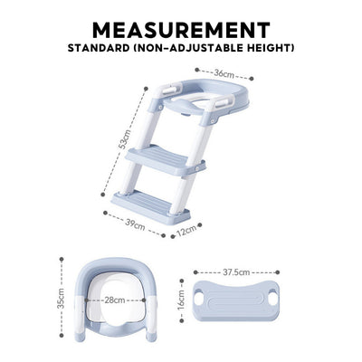 Baby Toddler Kids Boy Girl Standard Potty Training Seat with Ladder Toilet Seat with Step Stools Non-Slip Potty Chair with Splash Guard and Handles - Little Kooma