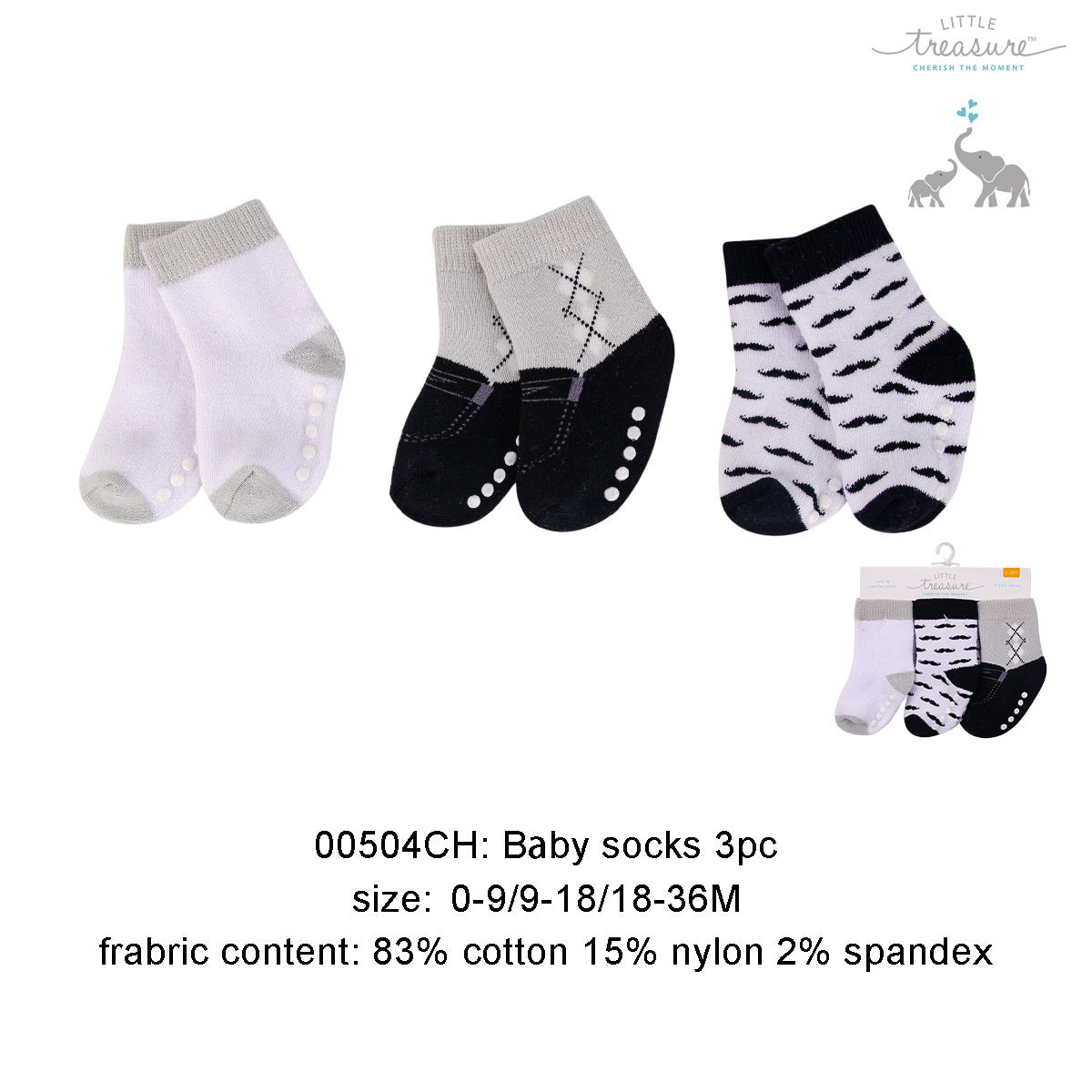 Luvable Friends Socks 3 Pairs Pack Anti-slip - Little Kooma