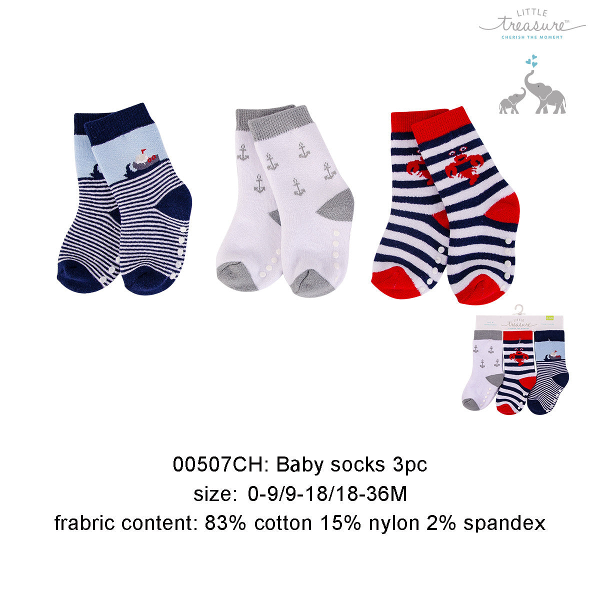Luvable Friends Socks 3 Pairs Pack Anti-slip - Little Kooma