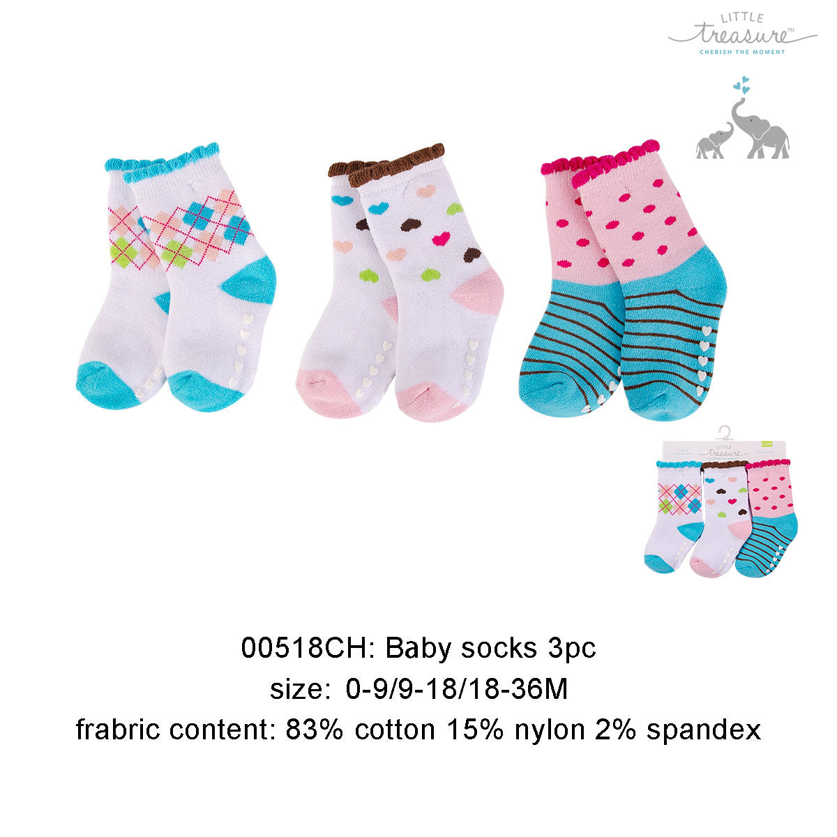 Luvable Friends Socks 3 Pairs Pack Anti-slip - Little Kooma