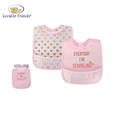 Luvable Friends Peva Waterproof Bibs 2 Pcs Pack 01091 Sparkling - Little Kooma