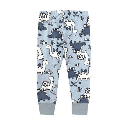 Baby Kids Pajamas Dinosaur White Top n Blue Pants Set - Little Kooma