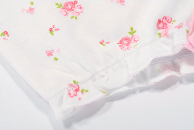 Baby Girl Romper Rose Prints w Embroidered Pink Whale - Little Kooma