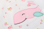 Baby Girl Romper Rose Prints w Embroidered Pink Whale - Little Kooma