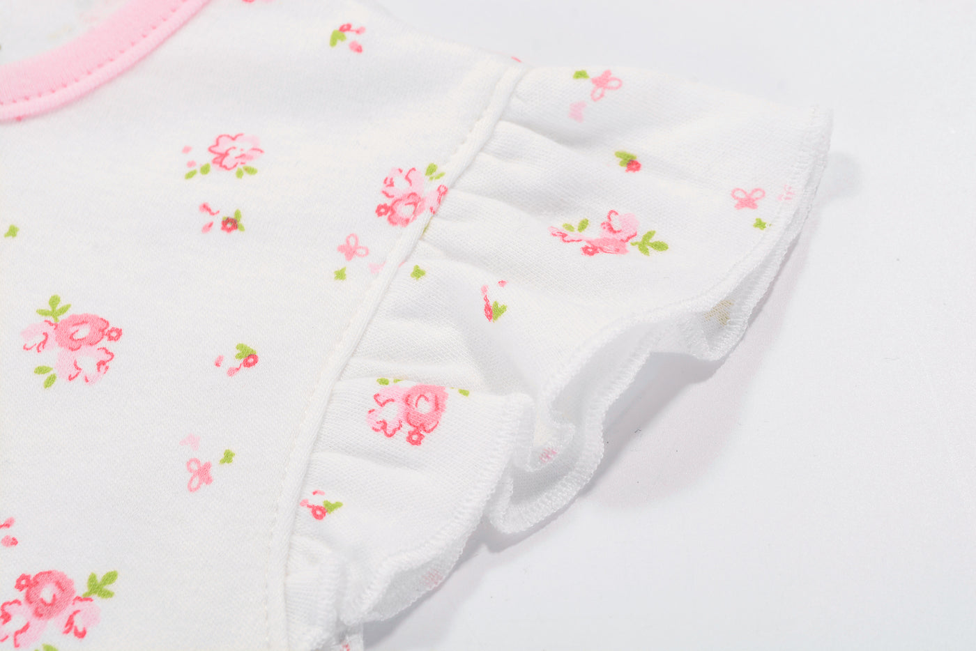 Baby Girl Romper Rose Prints w Embroidered Pink Whale - Little Kooma