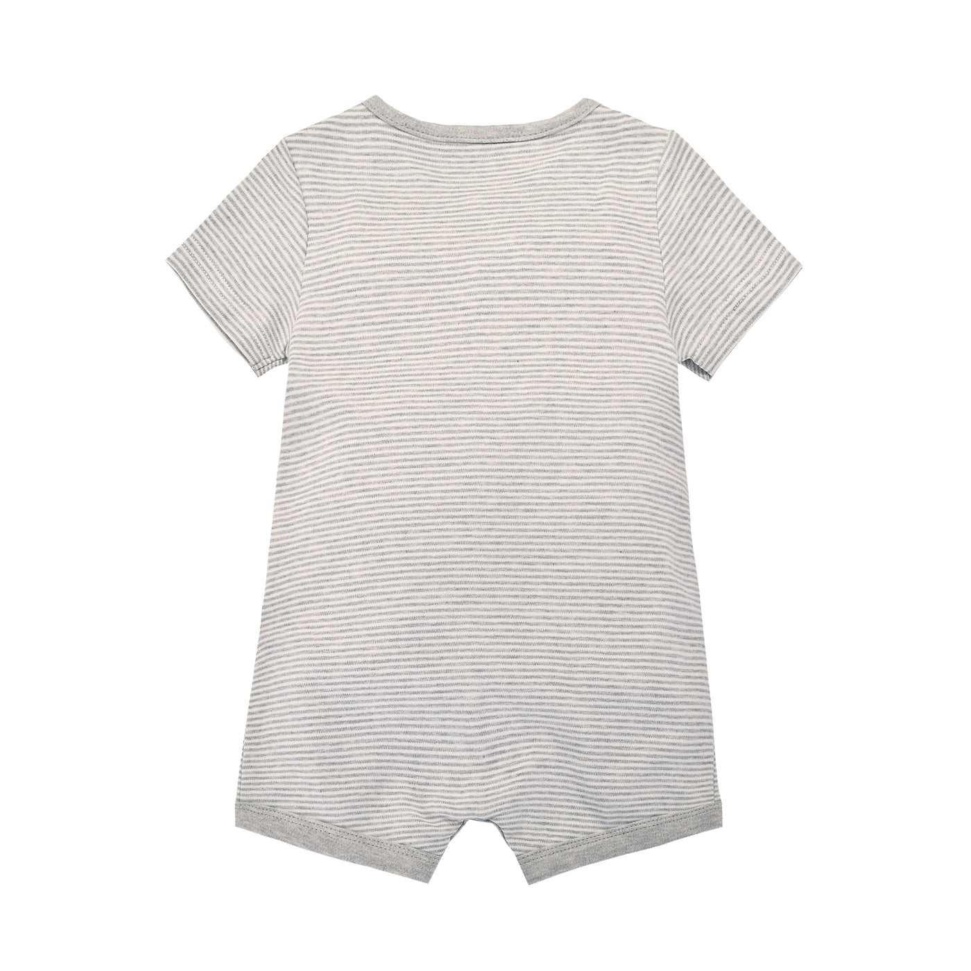 Baby Boy Grey Stripe Romper w Embroidered Truck - Little Kooma