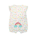 Baby Girl Romper Colorful Prints w Embroidered Rainbow - Little Kooma