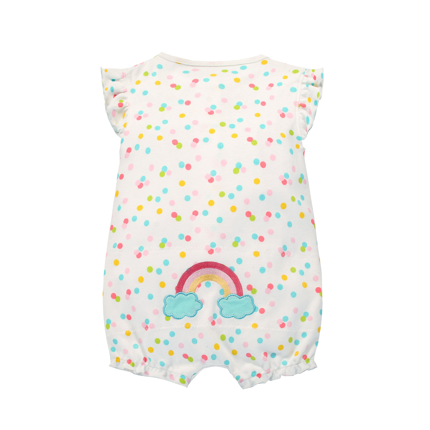 Baby Girl Romper Colorful Prints w Embroidered Rainbow - Little Kooma