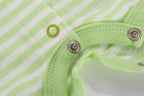 Baby Boy Sleeveless Green Stripe Romper w Embroidered Boat - Little Kooma