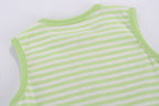 Baby Boy Sleeveless Green Stripe Romper w Embroidered Boat - Little Kooma