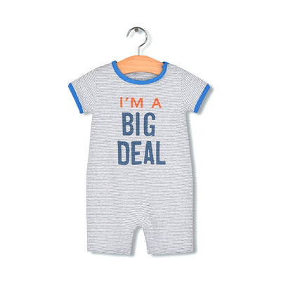 Baby Boy Grey Romper w I'm a Big Deal - Little Kooma