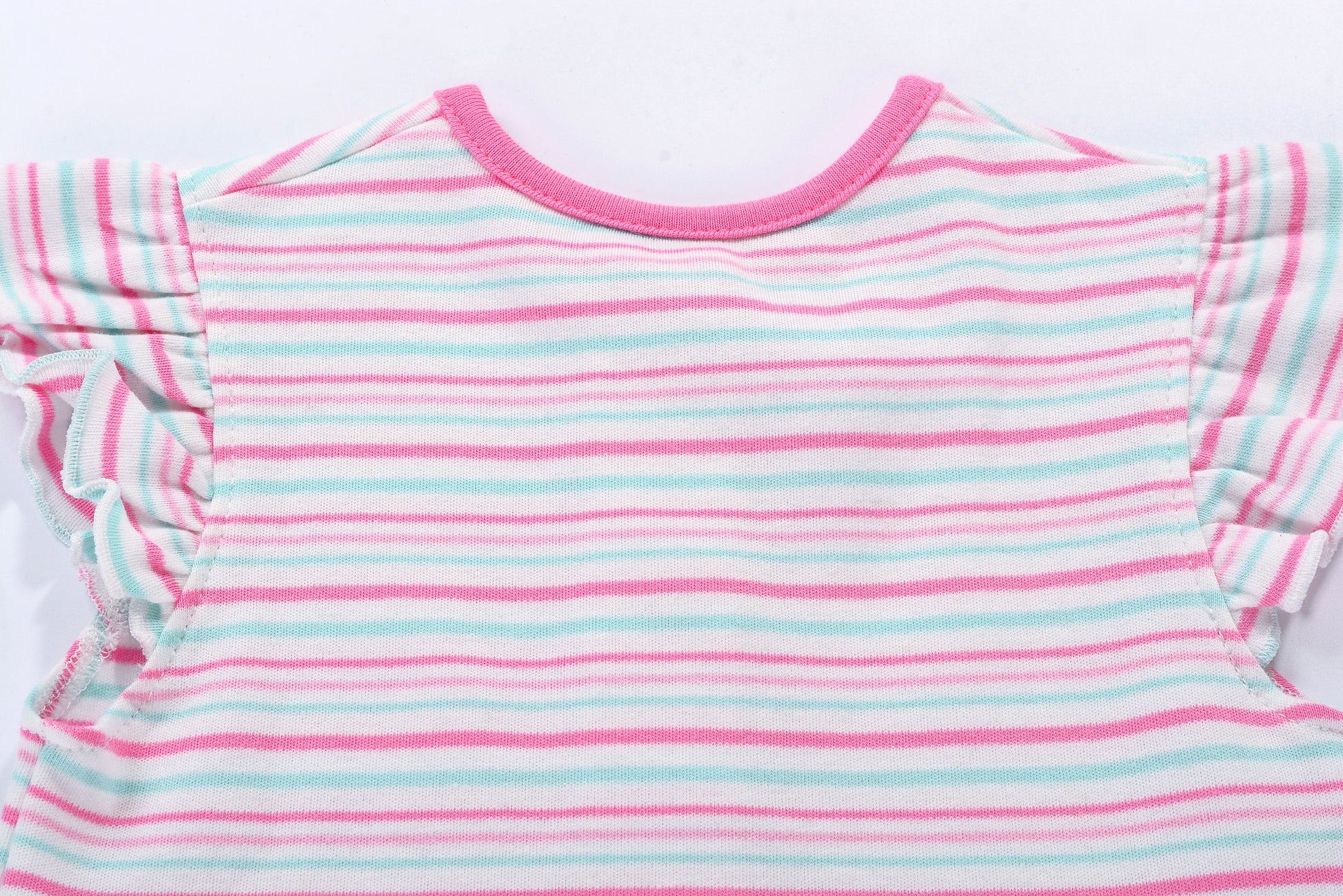 Baby Girl Romper Pink Blue Stripes w Embroidered Ice Cream - Little Kooma
