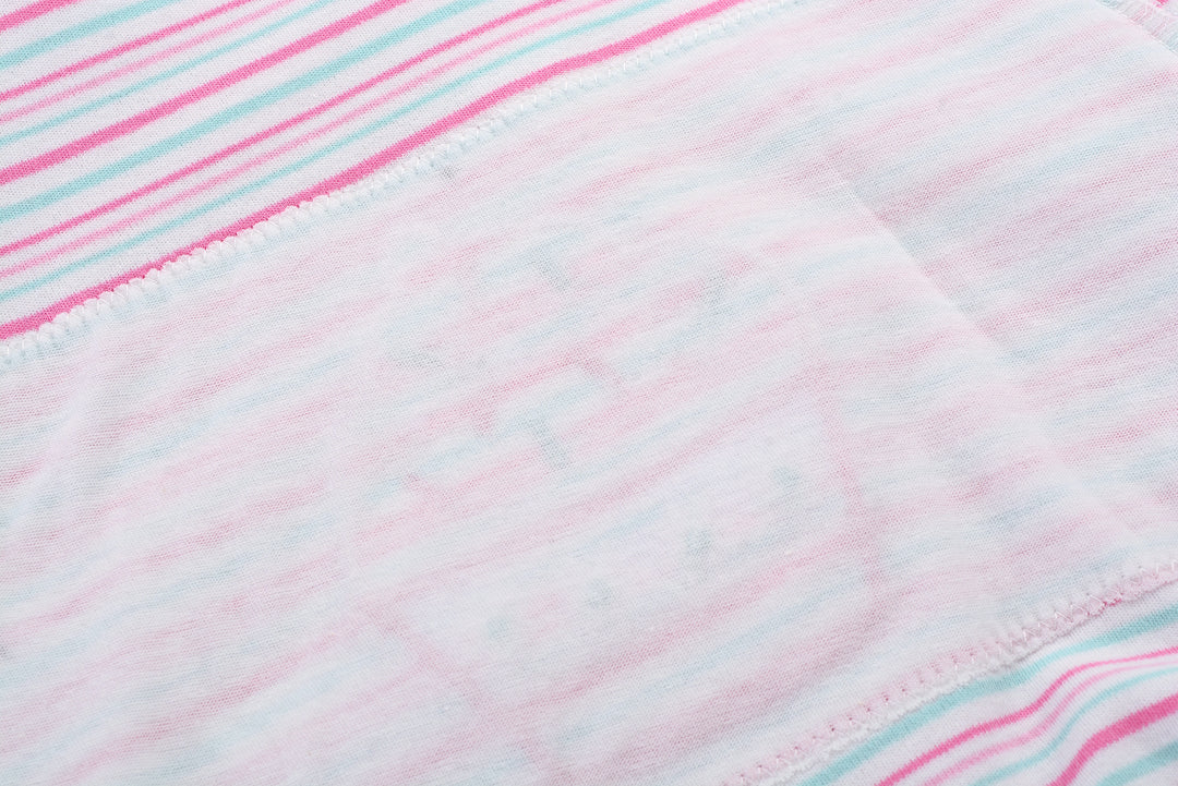 Baby Girl Romper Pink Blue Stripes w Embroidered Ice Cream - Little Kooma