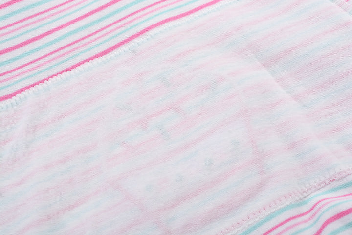 Baby Girl Romper Pink Blue Stripes w Embroidered Ice Cream - Little Kooma
