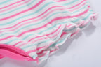 Baby Girl Romper Pink Blue Stripes w Embroidered Ice Cream - Little Kooma