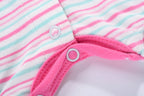 Baby Girl Romper Pink Blue Stripes w Embroidered Ice Cream - Little Kooma
