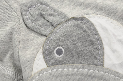 Baby Boy Grey Romper w Embroidered Cow - Little Kooma