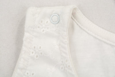 Baby Girl Sleeveless White Lace Romper Pink w Floral Prints - Little Kooma