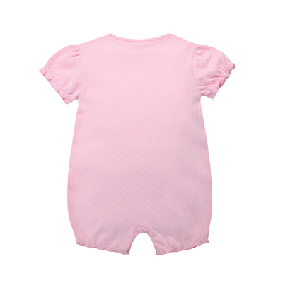 Baby Girl Romper Pink w Embroidered Rabbits - Little Kooma