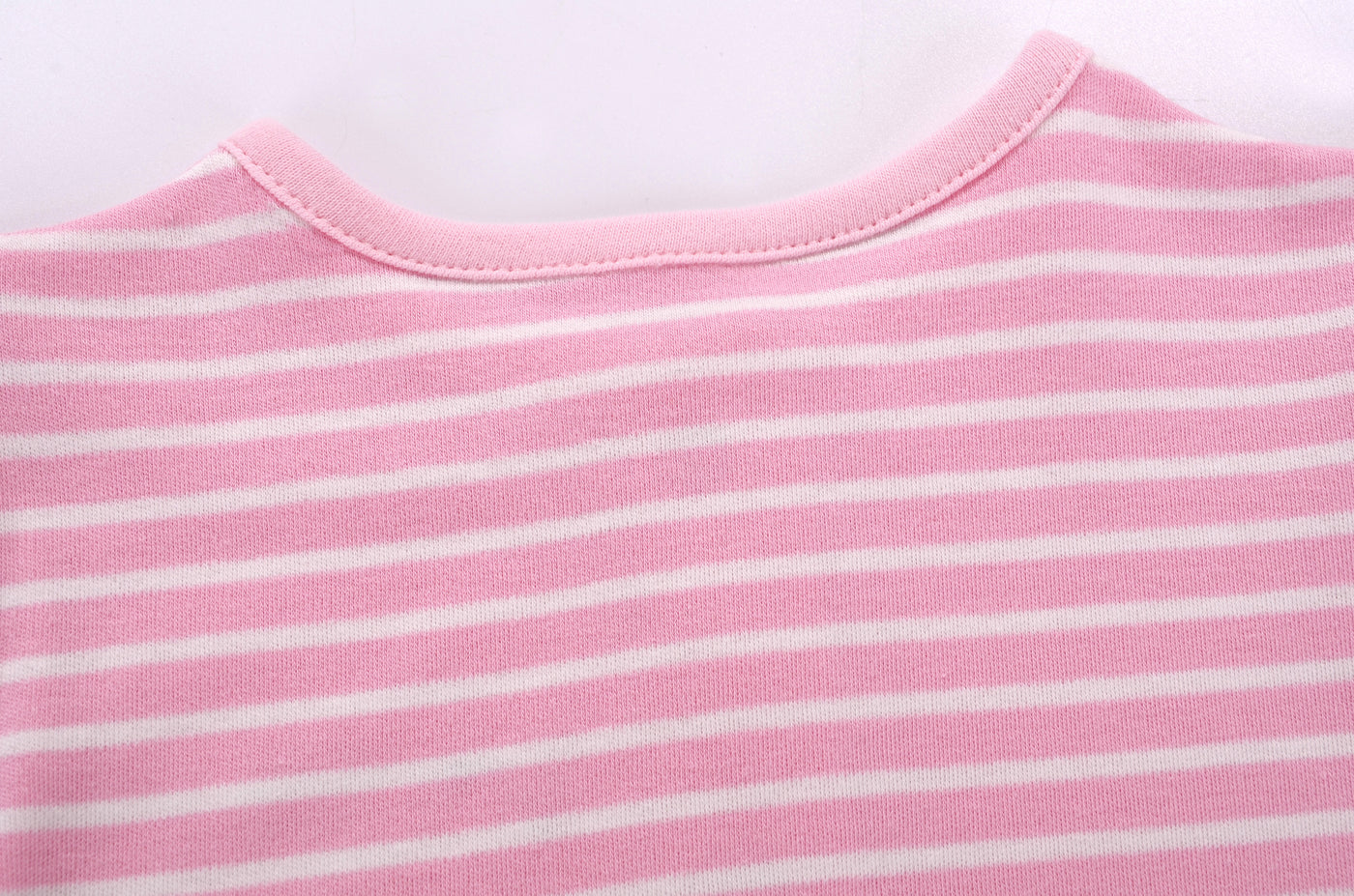 Baby Girl Romper Pink Stripes w Embroidered Little Mouse - Little Kooma