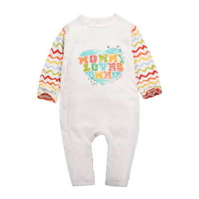Baby Mommy Loves Me Colorful Sleeves Jumpsuit All In One - Little Kooma