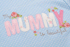 Baby Blue w White Dots Mummy Is Beautiful Jumpsuit All In One - Little Kooma