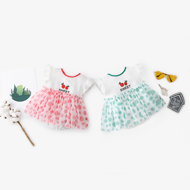 [ZBG09] Baby Girl Fruit Bodysuit Dress Voile Dotted Skirt - Little Kooma
