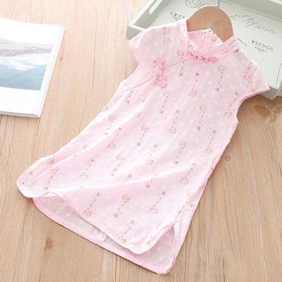 [KG18] Kids Girls Cheongsam Dress w Giraffe CNY Chinese New Year Outfit - Little Kooma