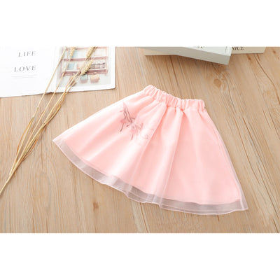 [KG06] Kids Girls Voile Cheongsam Set Top n Skirt Embroidered Flower n Butterfly CNY Chinese New Year Outfit - Little Kooma