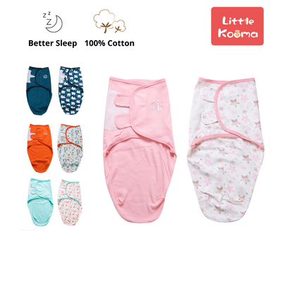 Baby Wrap Swaddle Magic Tape 0-7 months 2pc Pack - Little Kooma