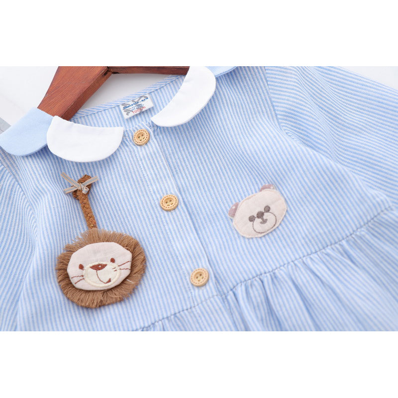 Girl's Long Sleeve Collar Shirt w Lion - Little Kooma