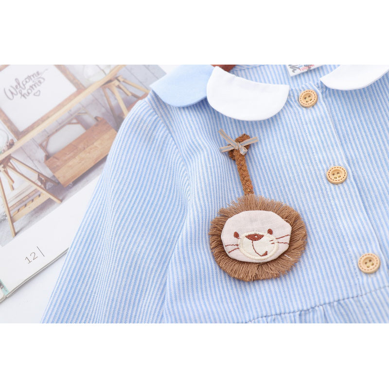 Girl's Long Sleeve Collar Shirt w Lion - Little Kooma