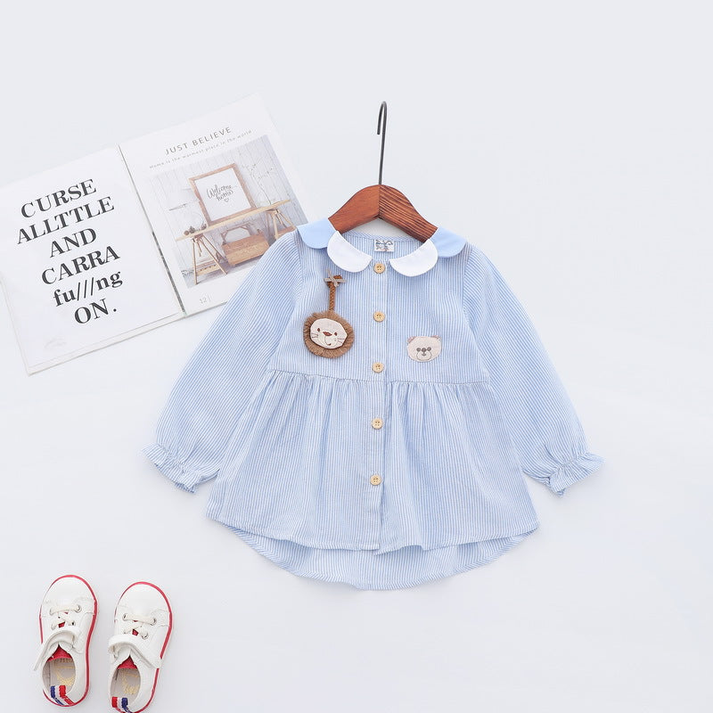 Girl's Long Sleeve Collar Shirt w Lion - Little Kooma