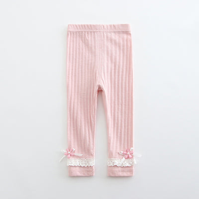 Baby Girl's Leggings w Little Flower Decoration - 0524 - Little Kooma