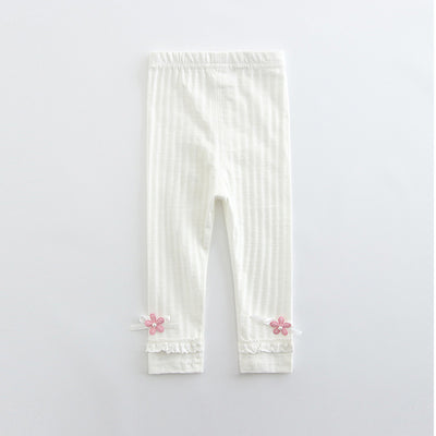 Baby Girl's Leggings w Little Flower Decoration - 0524 - Little Kooma