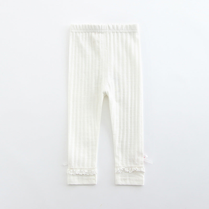 Baby Girl's Leggings w Little Flower Decoration - 0524 - Little Kooma