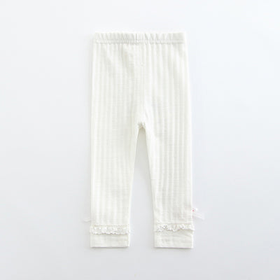 Baby Girl's Leggings w Little Flower Decoration - 0524 - Little Kooma