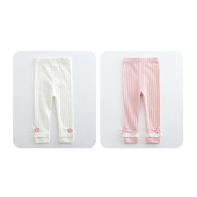 Baby Girl's Leggings w Little Flower Decoration - 0524 - Little Kooma