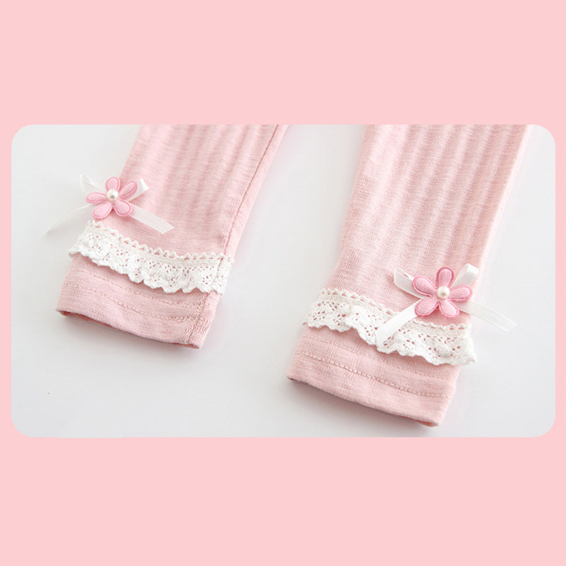 Baby Girl's Leggings w Little Flower Decoration - 0524 - Little Kooma