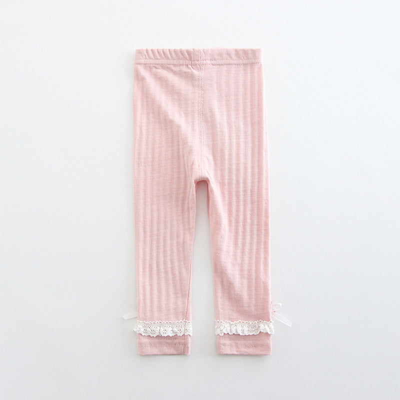 Baby Girl's Leggings w Little Flower Decoration - 0524 - Little Kooma