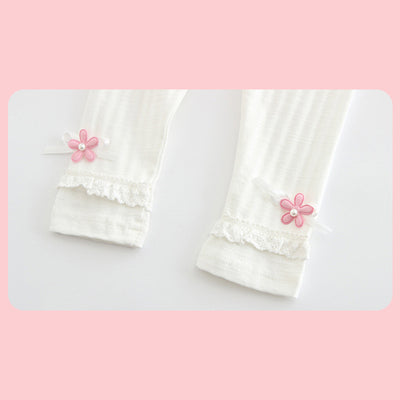 Baby Girl's Leggings w Little Flower Decoration - 0524 - Little Kooma