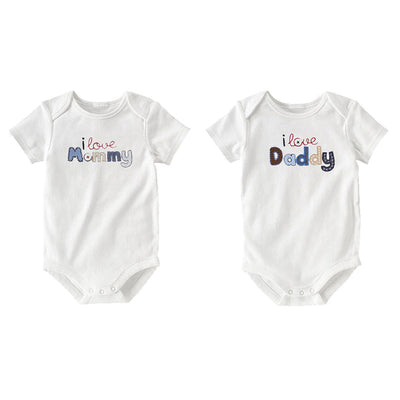 Baby Bodysuit Gift Set I Love Daddy Mummy 2 Pack 0-6 months - 0527 - Little Kooma