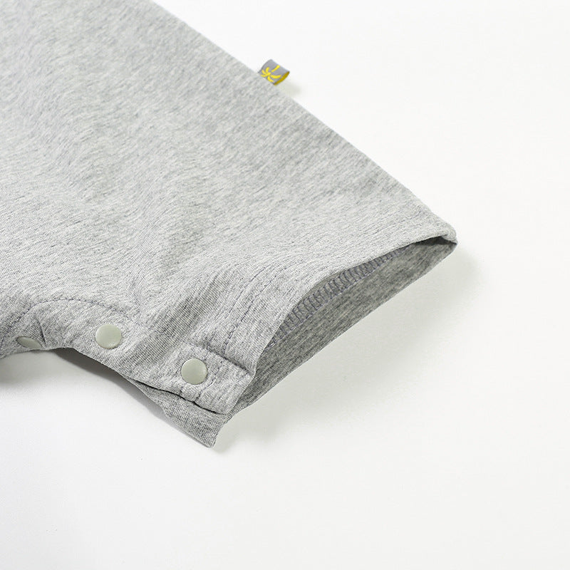 Baby Grey Romper w Blue Dinosaur - 0616 - Little Kooma