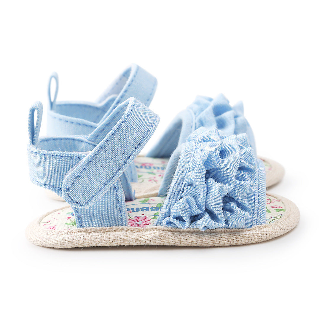 Baby Girl Ruffled Floral Sandals Magic Tape - Little Kooma