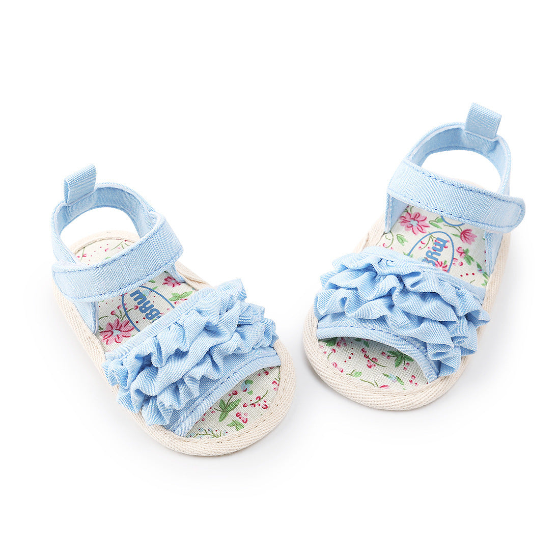 Baby Girl Ruffled Floral Sandals Magic Tape - Little Kooma
