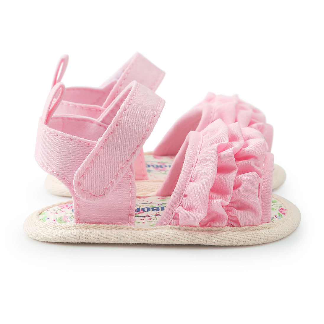 Baby Girl Ruffled Floral Sandals Magic Tape - Little Kooma