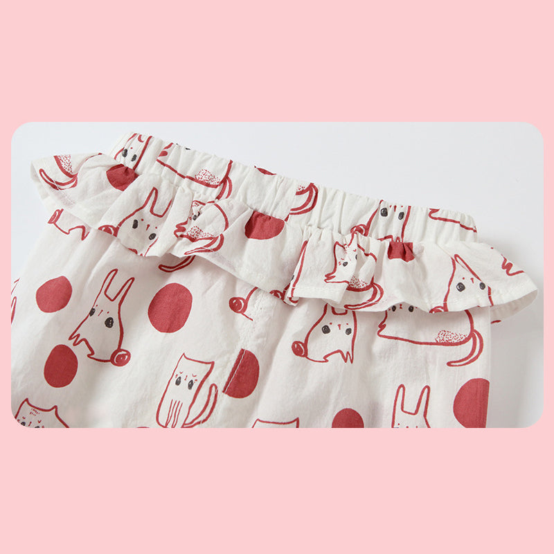 Baby Girl's Cotton Pants w Bunnies n Cats - Little Kooma