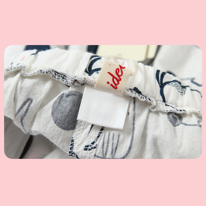 Baby Girl's Cotton Pants w Bunnies n Cats - Little Kooma