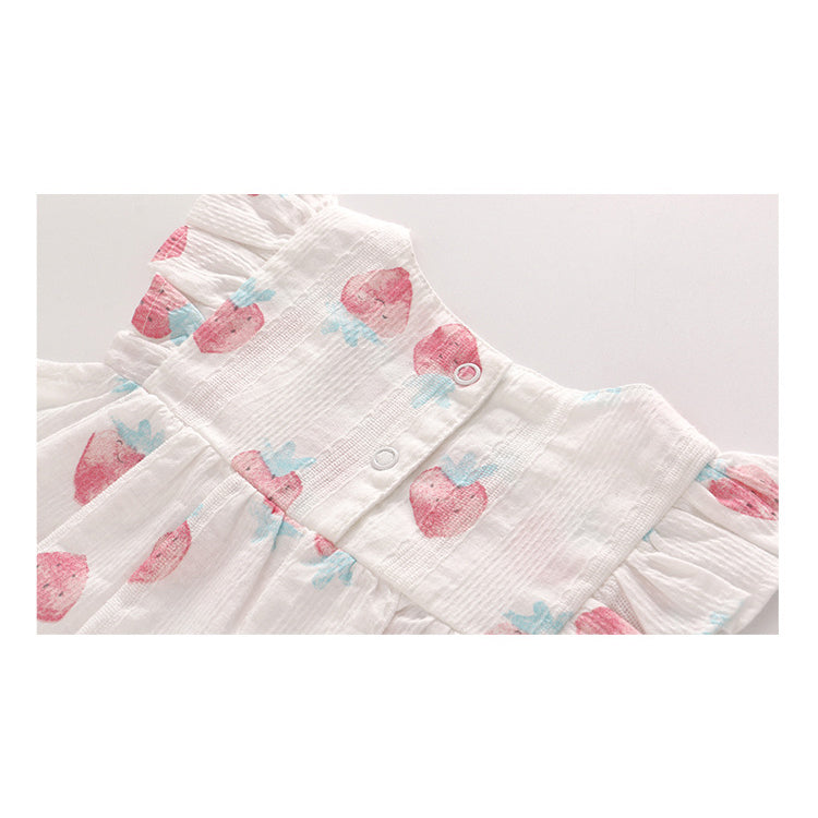 Baby Girl Strawberry Dress n Knicker n Headwrap 3 Piece Set - Little Kooma